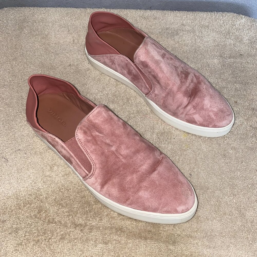 Vince Mauve Pink Suede Slip-On Sneakers Women’s 8.5 | Leather Lined Casual Flats - Picture 5 of 7